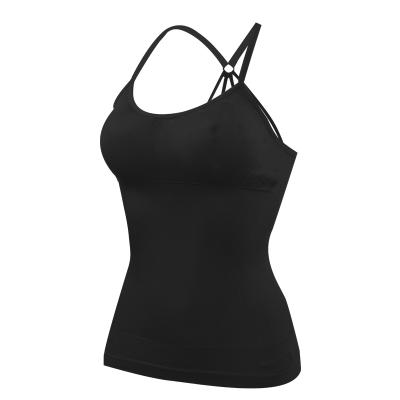 China Breathable Custom Design Women's Camisoles Knitwear Shelf Bra Racerback Tank Top Bundles With Build In Bra for sale