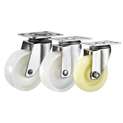 China Flat Freestanding White PP Caster Wheels Butterfly Brake Lockable Medium Duty Caster Wheels for sale