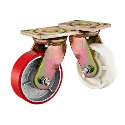 China Other Heavy Duty Polyurethane Swivel Wheels Machinery Casters Cast Iron Red Caster Wheels for sale