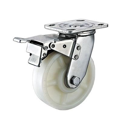 China 100mm125mm150mm200mm Caster Wheel Flat Free High Quality White Nylon Castor Wheels Heavy Duty Caster for sale