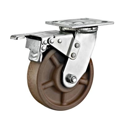 China Flat Freestanding 6x2” High Temperature Resistant Double Locking Casters 280 Degree Resistance for sale