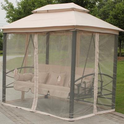 China Wholesale 4 Seat Garden Super Comfortable Hanging Garden Swing Chairs Outdoor Swing Chair with Top Canopy and Mosquito Net for sale