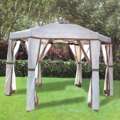 China 2021 Outdoor Leisure Custom Hexagon Gazebo Tent Outdoor Aluminum Folding Pop Up Gazebo Portable Garden Tent Pavilion Gazebo With Curtains for sale