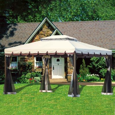 China Wholesale Outdoor Professional Waterproof Patio Gazebo Outdoor Professional Roma Metal Leisure Metal Roma Shade Pavilion With Mesh for sale