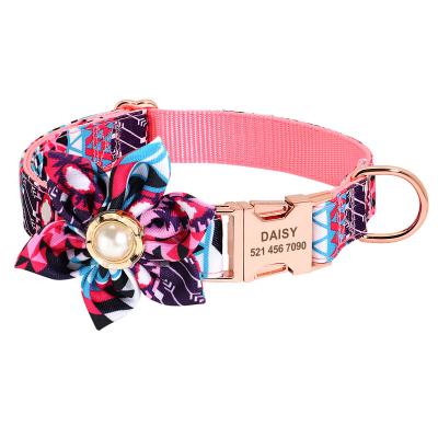 China New YZORA Pet Collar Flower Collor Metal Adjustable Personalized Custom Engraving Ethnic Buckle for Dog and Cat for sale