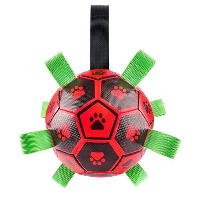 China 2021Sustainable Amazon Customized New Color Dog Chew Toys Soccer Ball With Grab Tabs Interactive Dog Soccer Toy For Fun Training for sale