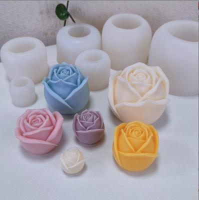 China Silicone 2022 Handmade Viable Dinner DIY Valentine Love Gift Scented Wedding Party Molds 3D Rose Heart Shape Candle Mold for sale