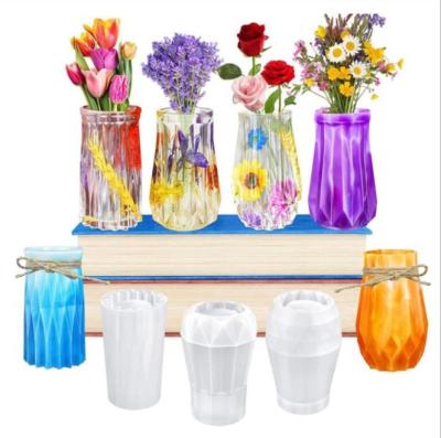 China RTS 2021 Viable New Design For DIY 3D Resin Flower Vase Custom High Quality Silicone Mold for sale