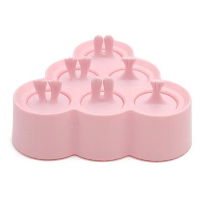 China New Creative Foldable Ice Cream Tray Refrigerator Popsicle Household Mini Summer Ice Cream Ball Cartoon Six Grid Ice Cream Mold for sale