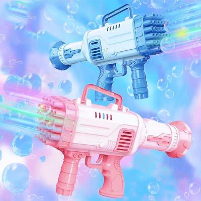 China 2022 32 Hole Fire Arrow Barrel Bubble Machine Plastic Kids Stand Up Gatlin Bubble Machine Automatic Bubble Machine for sale