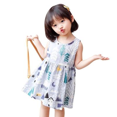 China EVERYSTEP Spandex/Cotton Girls Dress Little Big Toddler Girl Cartoon Print Sleeveless Casual Outfit For Kids Girls (1-10years) for sale