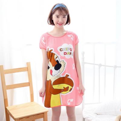 China Korean Cute Short Sheathed Women Summer Nightgown QUICK DRY Loose Oversized Nightgown Women Can Use Casual Women's Nightgown In Summer for sale