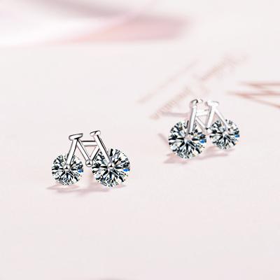 China Big Creative Personality Earrings Women's Zircon Bicycle Bicycle Earrings Shape All-match Earrings for sale