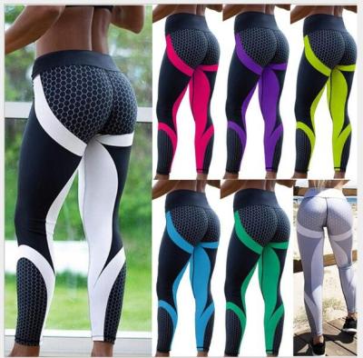 China Breathable Honeycomb Printed Yoga Pants Women Lift Up Professional Sports Running Gaiters Gym Fitness Tight Pants Pencil Gaiters for sale