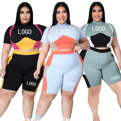 China 5xl fashion summer fitness sport breathable custom two piece shorts wear plus size workout gym clothing for women sexy yoga clothing for sale