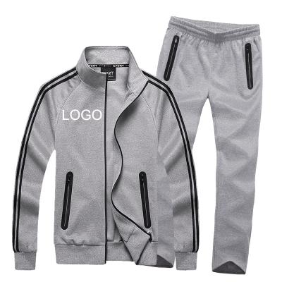 China Custom Antibacterial White Mens Tracksuits With Stripe Polyester Jogging Suits Men Autumn Winter Plain Training Sportswear 2019 for sale