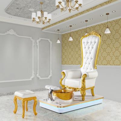 China European Royal Baroque Easy Clean Salon Beauty Style Modern Luxury Foot Nail High Back Spa Adorned Sofa Queen Throne Pedicure Chair for sale