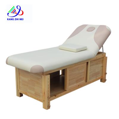 China Beauty Salon Spa Edition Frame Wooden Massage Table With Adjustable High Thermal Jade Massage Bed for sale