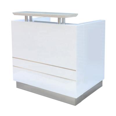 China 2021 Newest Style Front Counter Modern White Customized Convertible Kangmei Anti Nail Salon Wood Beauty Reception for sale