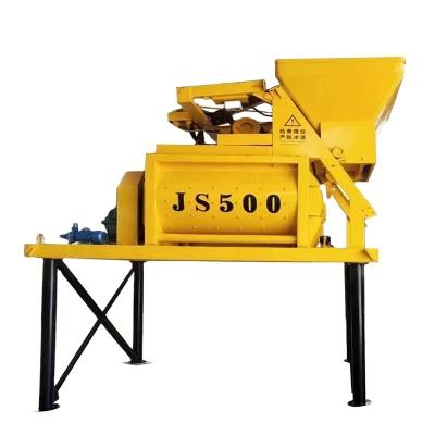 China New High Quality Concrete Batching Plant Js500 Double Shaft Fixed Small Concrete Cement Mixer for sale