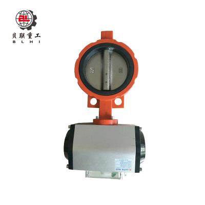 China DN80 3 Inch Wafer Type General Rubber Butterfly Valve PN16 EPDM Acting Pneumatic Actuator Double Cast Seat Seat for sale