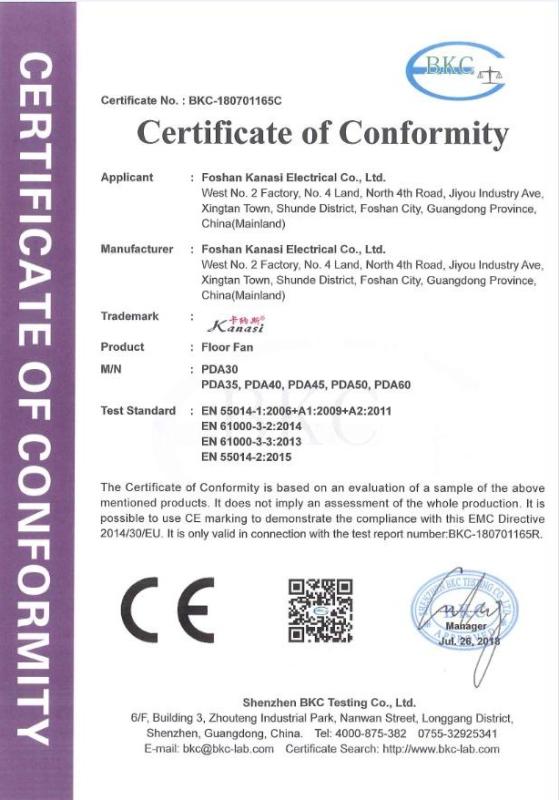 CE - Foshan Kanasi Electrical Co., Ltd.