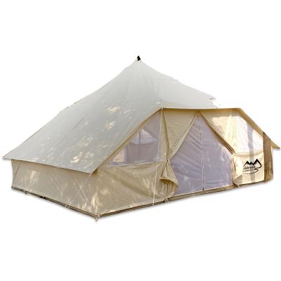 China Straight Tying Type Cotton Fabric Canvas Waterproof Mongolian Teepee Luxury Glamping Yurt Tent For Sale for sale