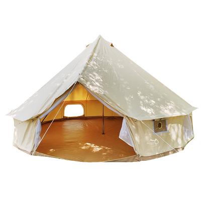 China Straight Tie Type 3m 4m 5m 6m 7m 8m 10m Awning Emperor Lotus Outdoor Glamping Luxury Cotton Waterproof Canvas Bell Tent With Stove Jack Hole for sale