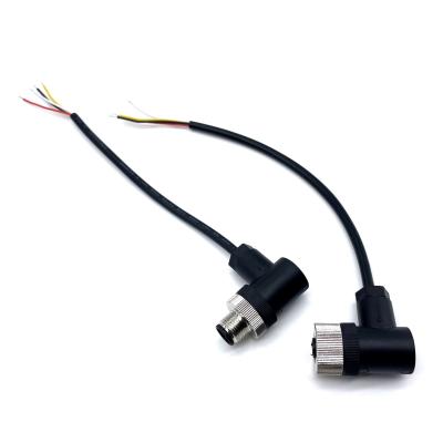 Cina 90° angolo destro Cavi impermeabili personalizzati M12 4 Pin Connector Maschio Femminile 2P 3P 4P 6P 8P in vendita