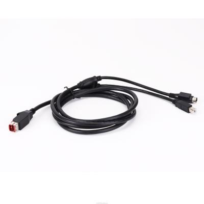 China 5A Nylon 24V Powered USB Cable To USB-B Male And Hosiden Plug For Printer for sale