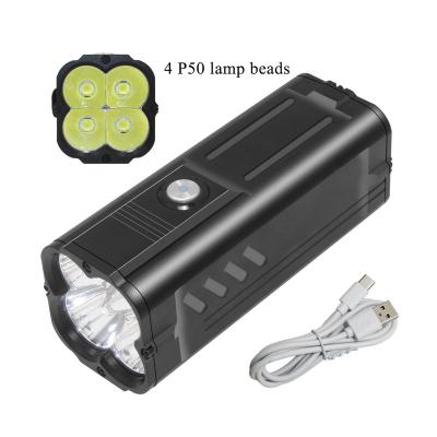 China Camping USB Charging 4*XHP50 Led Flashlight 7000Lumens White Light Built-in Bright Light Torch 11000mah Battery for sale