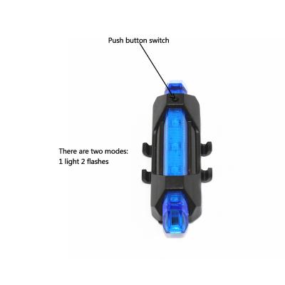 China Shockproof USB 5* LED Bike Bicycle Rear Flashlights Black+Blue Light Bike Rear Torch Lamp For Outdoor for sale