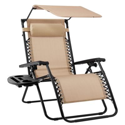 China Traditional Beach Chair With Foldable Umbrella Beach Lounger With Umbrella Weightless Camping Chair Recliner for sale