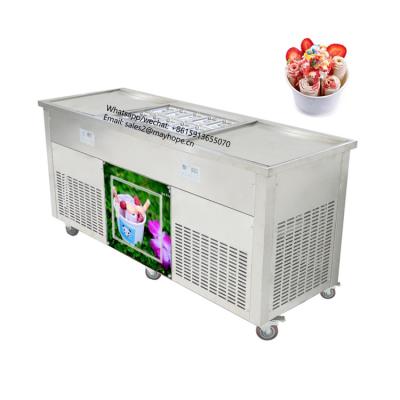 China Floor High Efficiency Pan Instant Thailand Rolled Flat Ice Cream Making Thai Roller Fried Ice Cream Roll Machine for sale