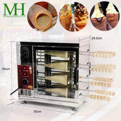 China Snack Factory Stainless Steel Ice Cream Cone Chimney Cake Roasting Machine Kurtos Kalacs Grill Bun Machine for sale