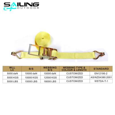 China Polyester 75MM Truck 10ton Ratchet Tie Down Strap 3