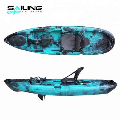 China Fishing 1 Person 10ft Pedal Power Boat Canoe Scam Pedali Fishing Electric Motorized Kayak With Pedals Motor System For Sale for sale