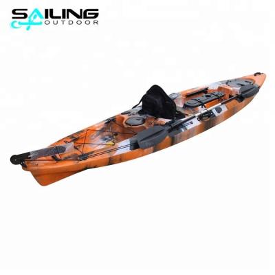 China Relaxing Sailing Outboard 13ft Canoe Kayak Fishing Sit On Top Kayak 4 Rod Holders Deluxe Padded Seat And Paddle for sale