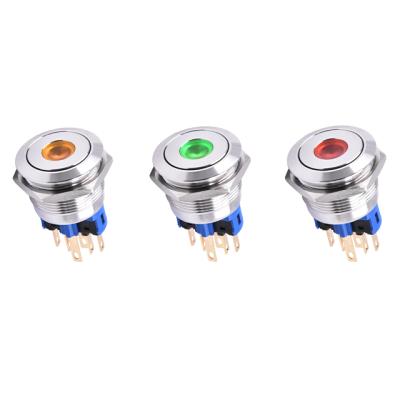 China Self-Recovery / Self-Latching SIRON H027 H028 Led 1on 1off Metal Red Yellow Green Momentary Push Button Switch for sale