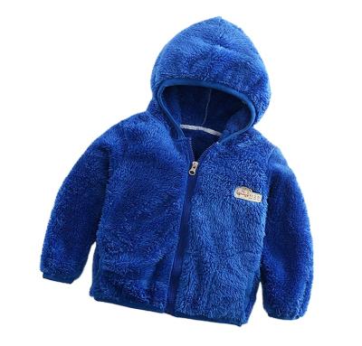 China 1-10 years new children's plush jacket autumn and winter baby coral fleece boy clothing anti-shrink zipper hooded thickened children for sale