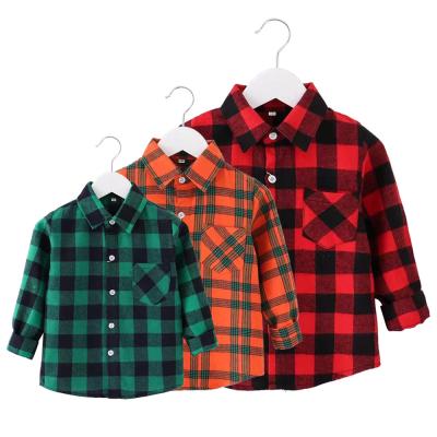 China Long-sleeved Korean version of the autumn new children's shirt anti-shrinkage of the big boy baby plaid shirt bottoming shirt for sale