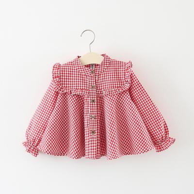 China Anti-pilling 2021 spring and autumn girls plaid long-sleeved loose shirt for sale