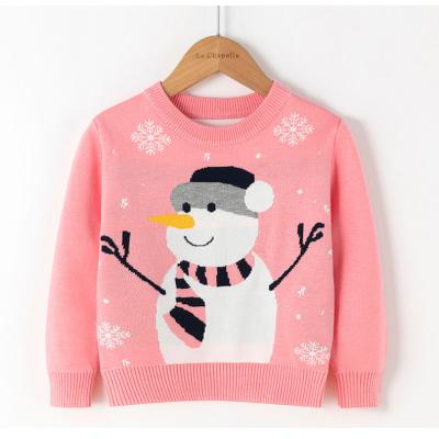 China 2021 new autumn and winter girls sweater European and American Christmas cartoon snowman sweater basic anti-shrink red sweater for sale