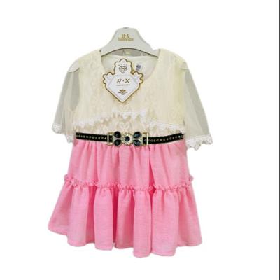 China Girls Knee-Length Lace Dress Girl Solid Color Dry Cleaning Kids Clothes Summer Dress For Girl for sale