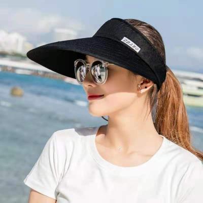 China Large Summer Outdoor Breathable Blank Brim Sun Visor Picture Top Hat Women UV Protection Beach for sale