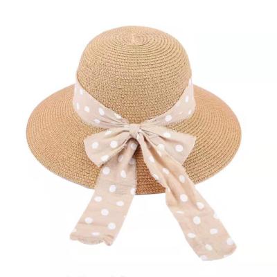 China Image 2021 New Women's Straw Hats Leisure Ribbon Bow Hat Anti-UV Sun Hat Outdoors For Girls Ladies Summer Beach for sale