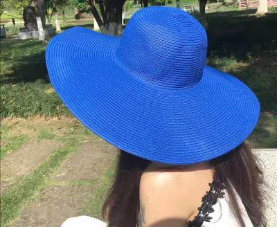 China Picture Wide Brim Beach Oversized Hats For Women Straw Hat Large UV Protection Foldable Sun Shade for sale