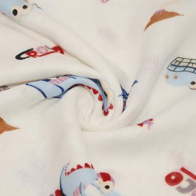 China China baby cartoon sustainable eco friendly soft print micro woven bamboo cotton fabric for clothing for sale