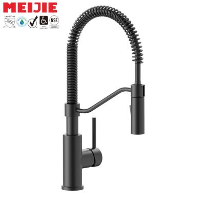 China Modern cUPC Single Handle Kitchen Faucet Pull Down Spring Kitchen Faucet Black for sale