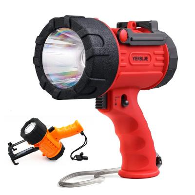 China 1000 High Lumens 3 Modes DC LED Flashlight Rechargeable Outdoor Camping Hiking Spotlight Handheld With Alarm Whistle for sale